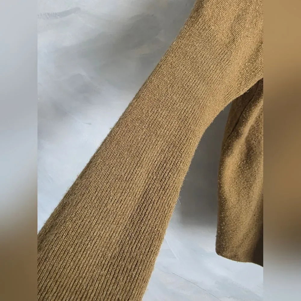 Garnet Hill Olive Color Turtleneck Sweater Wool Cashmere blend Kangaroo Pkt XL